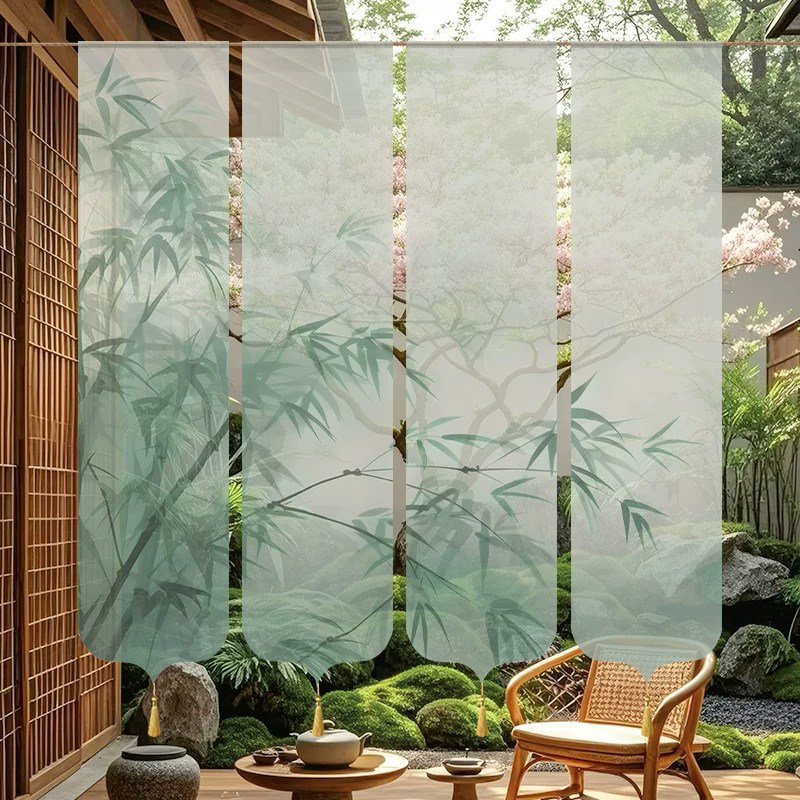 Room Divider Bamboo - Прозрачная занавеска-перегородка с бамбуковым принтом в