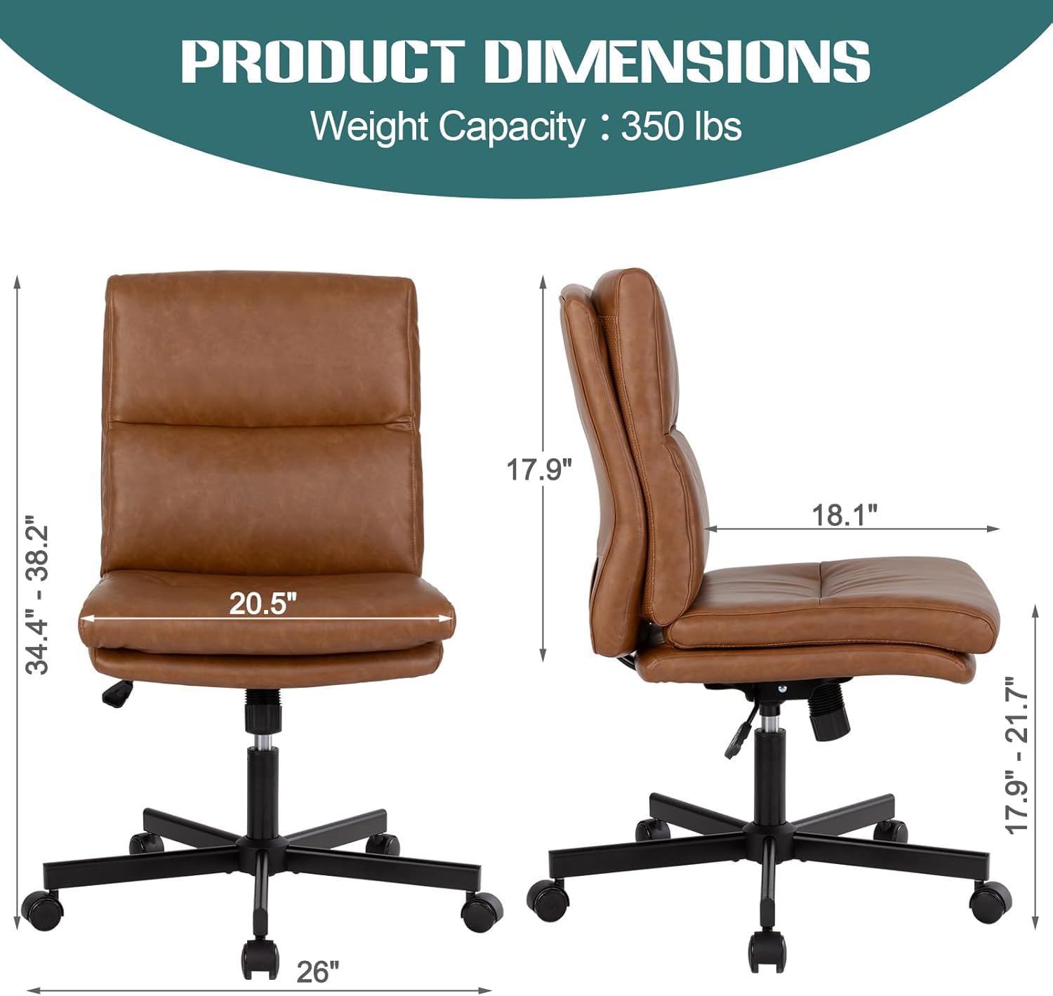 Task Chair Mid Back - Безрукий офисный стул, поворотный стул с