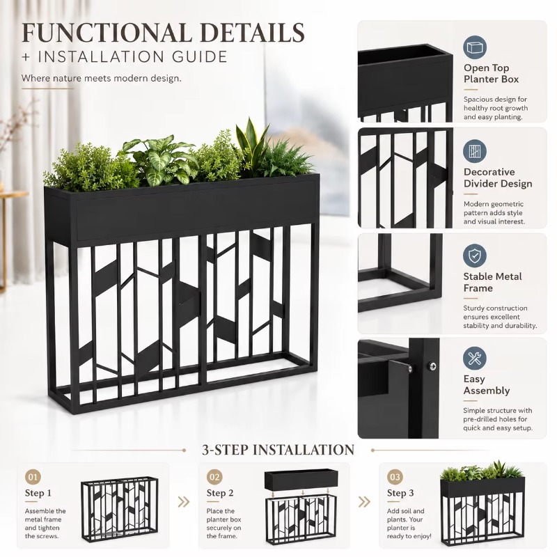 Матовый черный металлический я – обзор и цена Room Divider Bamboo