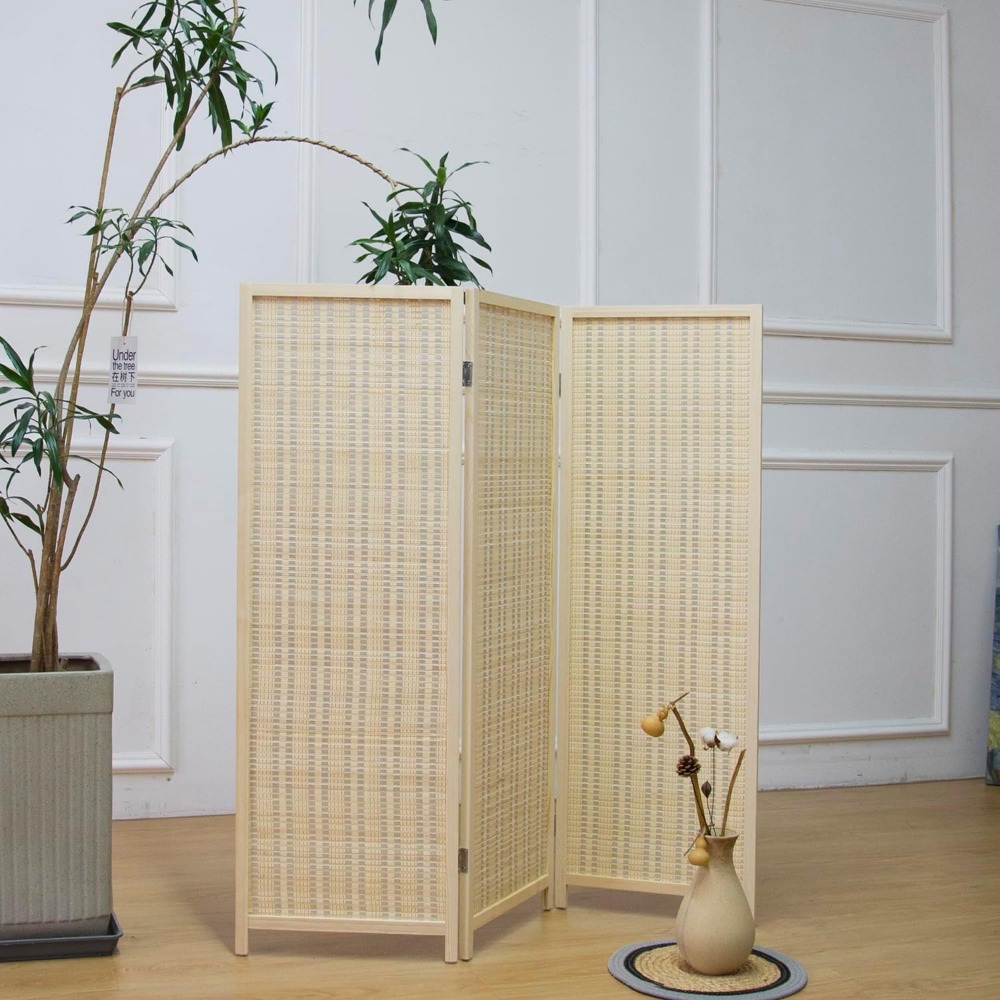 Трехпанельная короткая перегор – обзор и цена Room Divider Bamboo