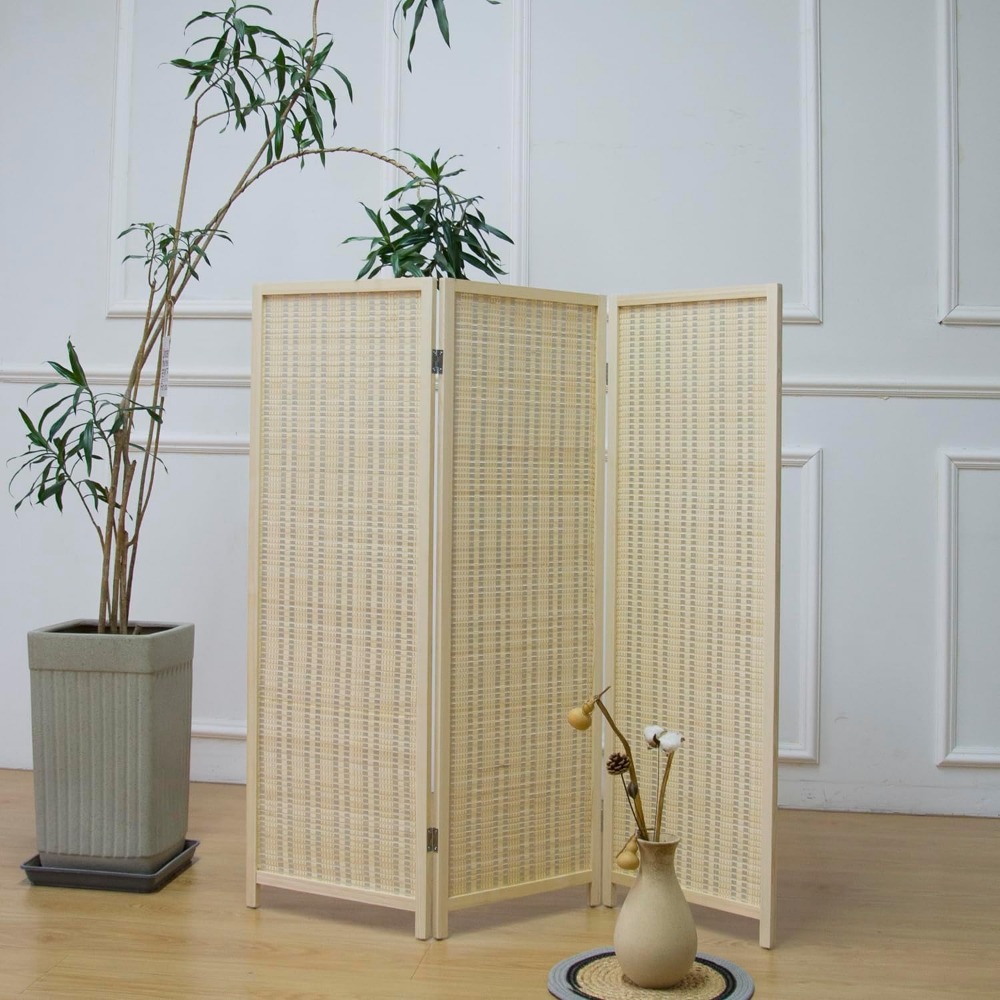 Трехпанельная короткая перегор – обзор и цена Room Divider Bamboo