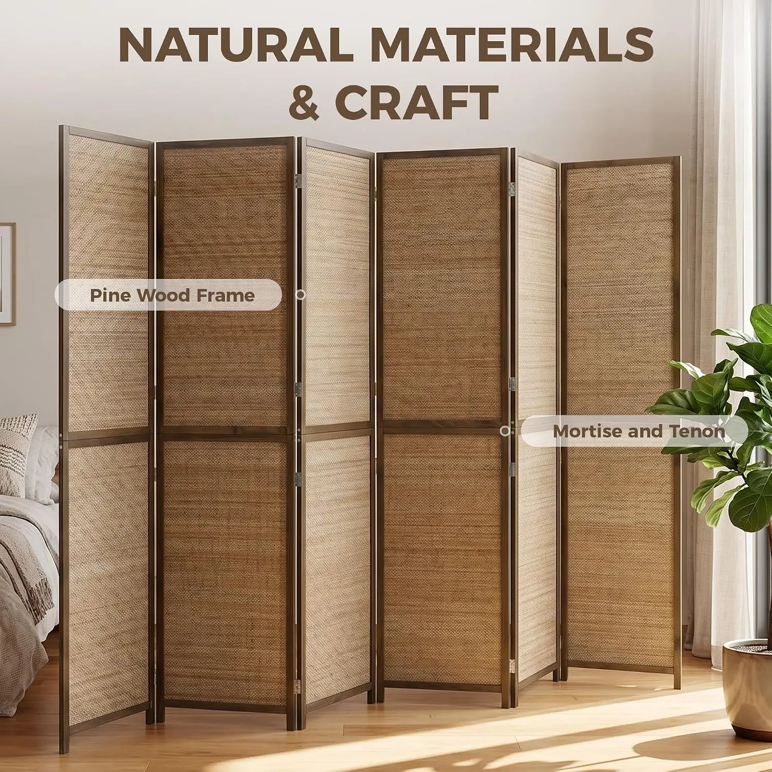 6 FT Room Divider, 6 Panel Han – обзор и цена Room Divider Bamboo