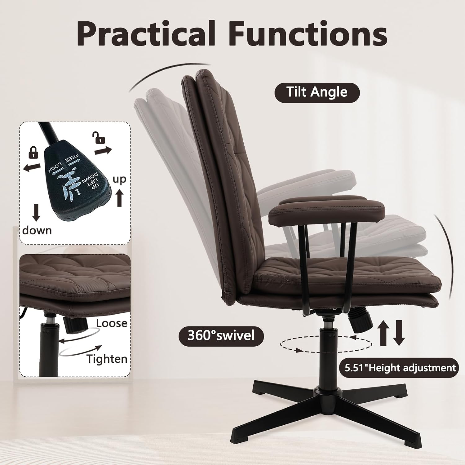 Коричневое кожаное офисное кре – обзор и цена Task Chair Mid Back